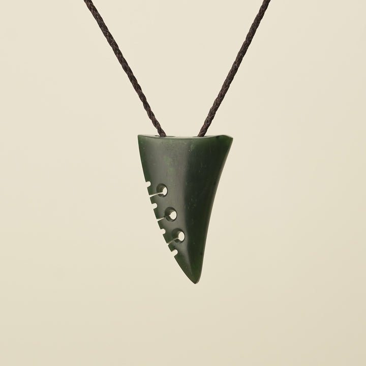Notched Niho Tooth Kawakawa Greenstone Medium Pendant