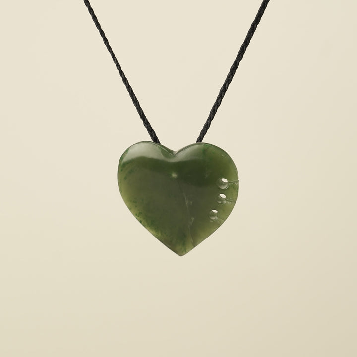 Notched Heart Kawakawa Pounamu Large Pendant