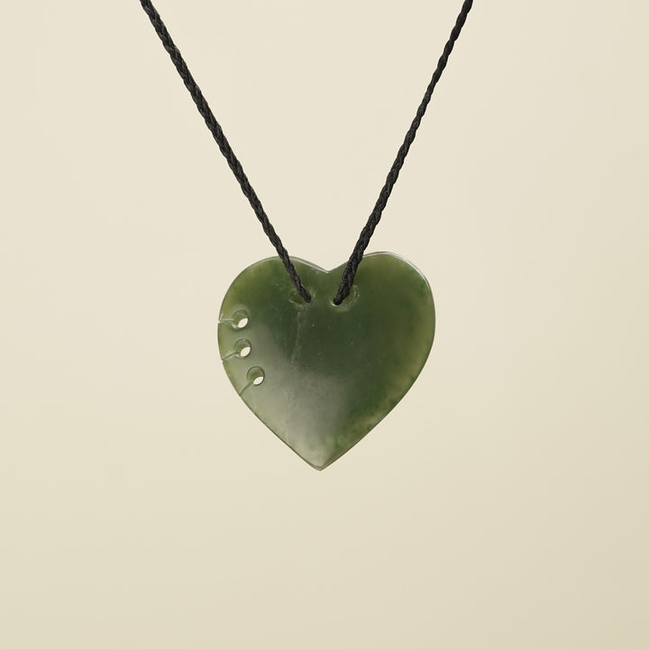Notched Heart Kawakawa Pounamu Large Pendant