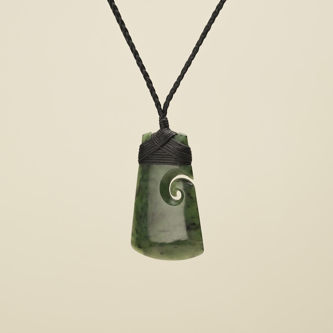Toki with Koru Pounamu Medium, Black Binding