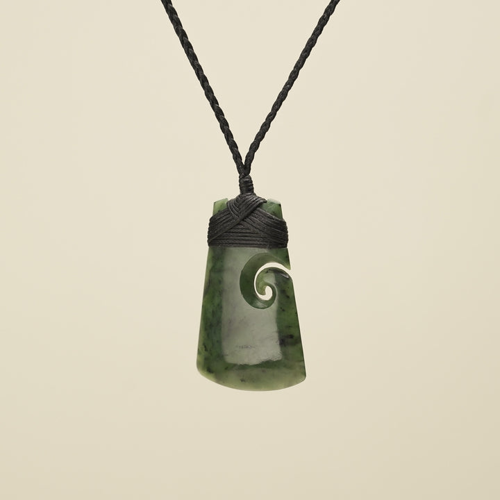 Toki with Koru Pounamu Medium, Black Binding