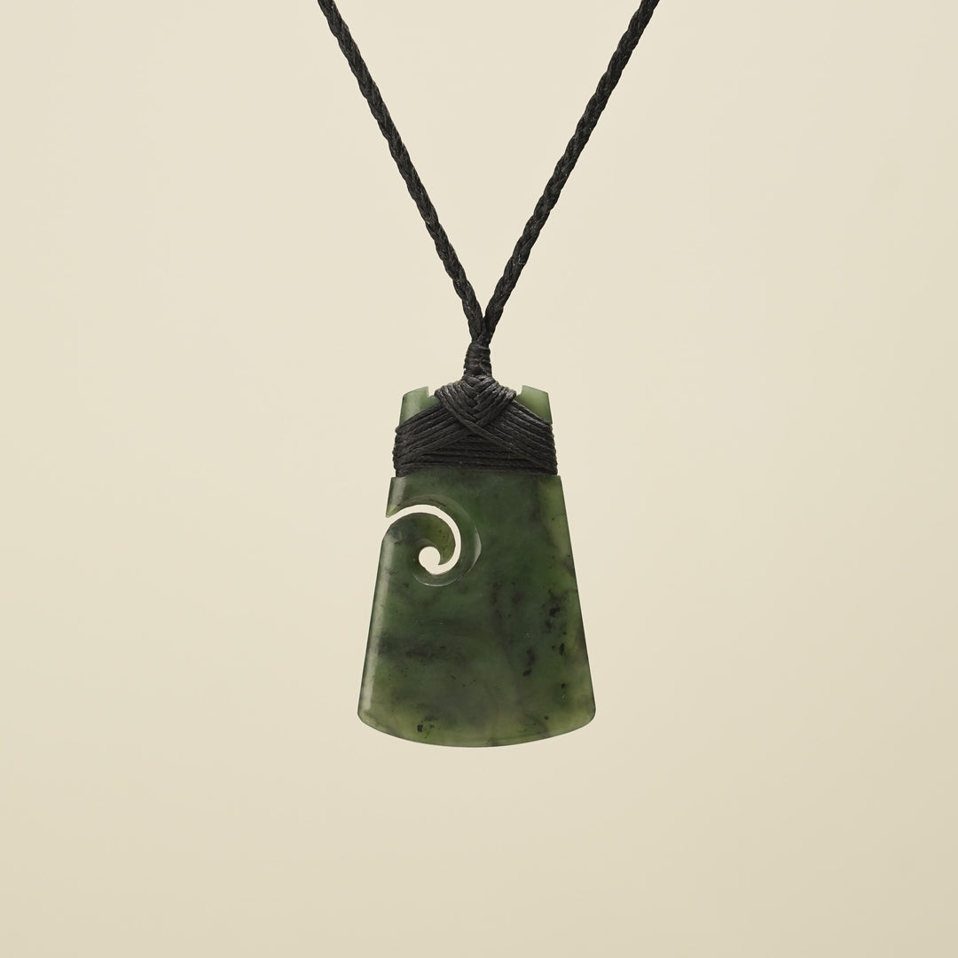 Toki with Koru Pounamu Medium, Black Binding