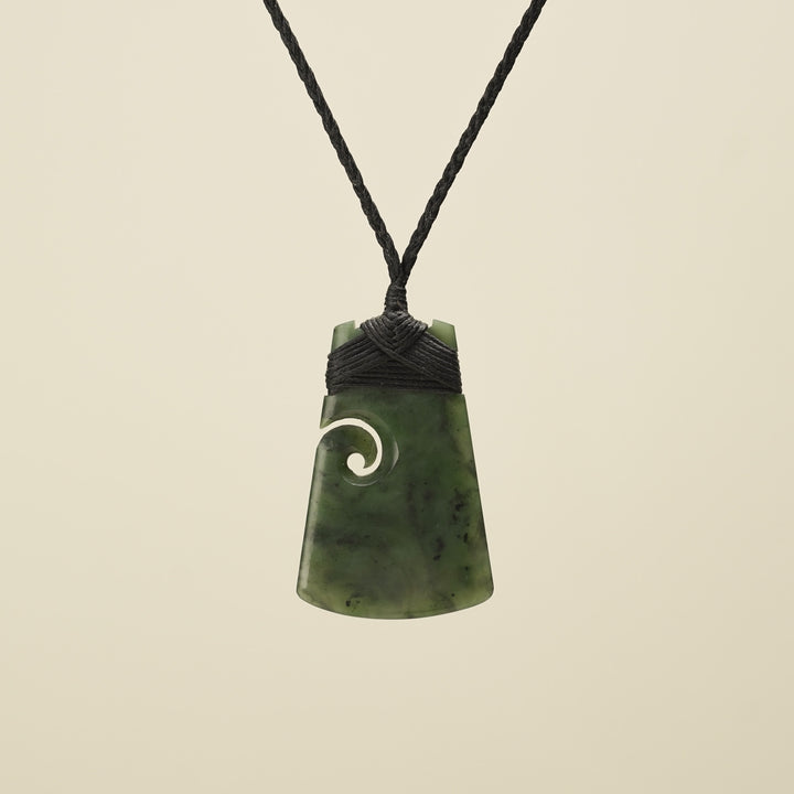 Toki with Koru Pounamu Medium, Black Binding