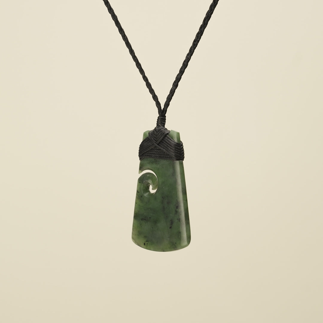 Toki with Koru Pounamu Medium, Black Binding