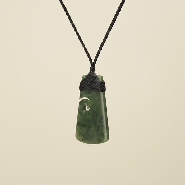 Toki with Koru Pounamu Medium, Black Binding