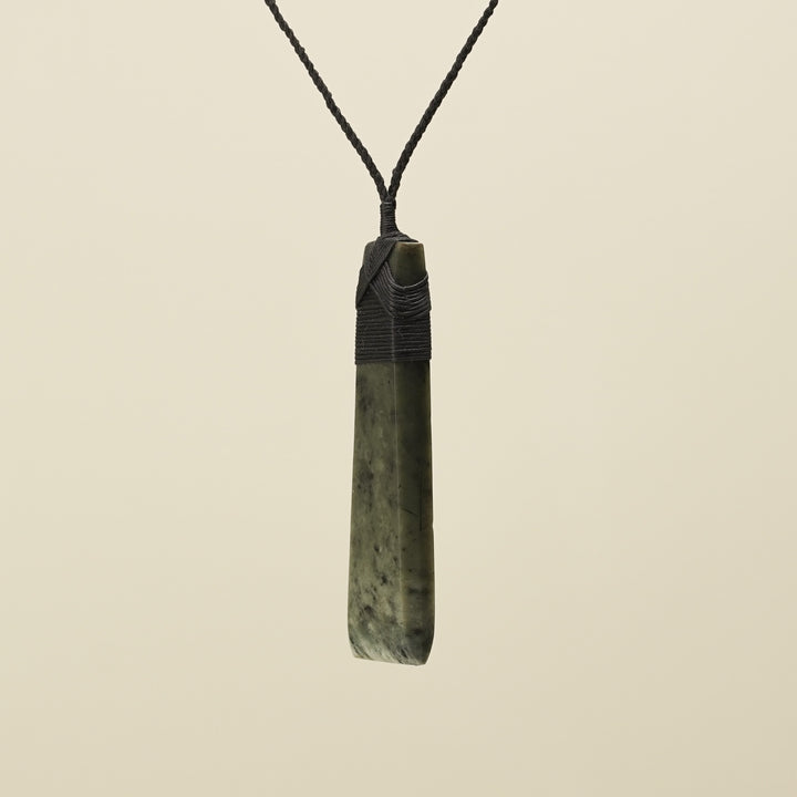 Toki Hapopo Pounamu Extra Large Pendant, Black Binding