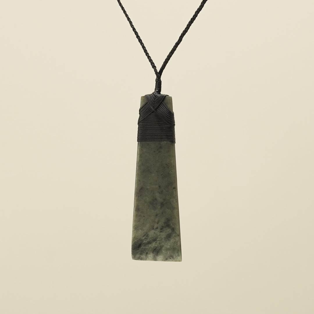 Toki Hapopo Pounamu Extra Large Pendant, Black Binding