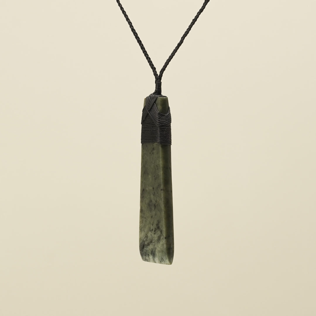 Toki Hapopo Pounamu Extra Large Pendant, Black Binding