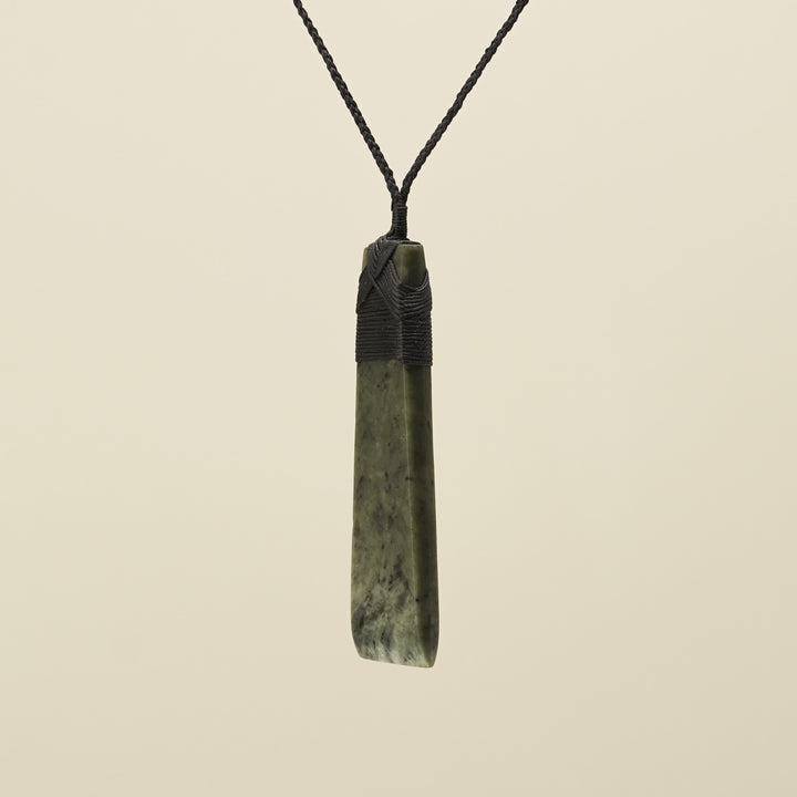 Toki Hapopo Pounamu Extra Large Pendant, Black Binding