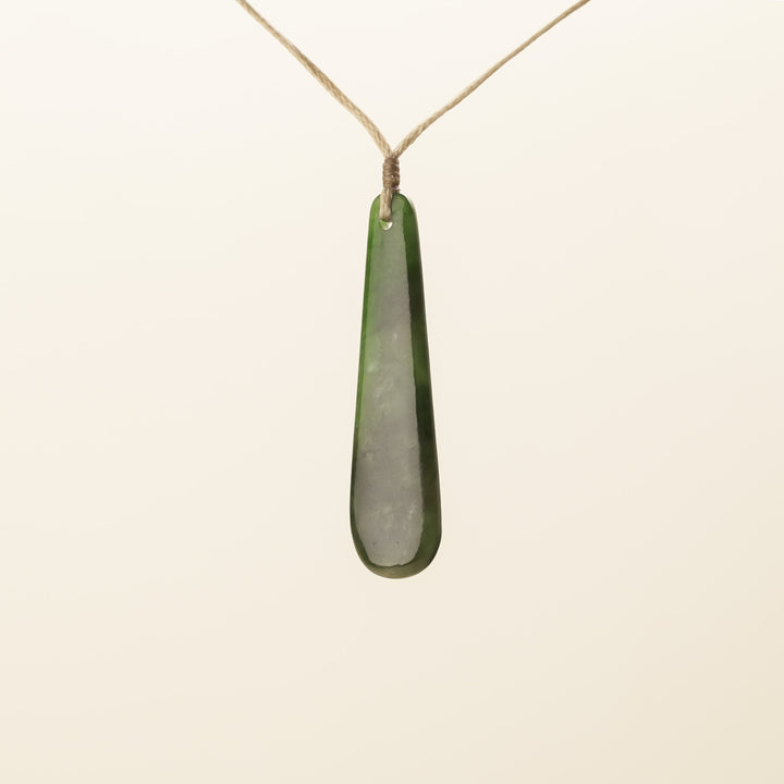 Roimata Pounamu Medium Pendant Tan Binding