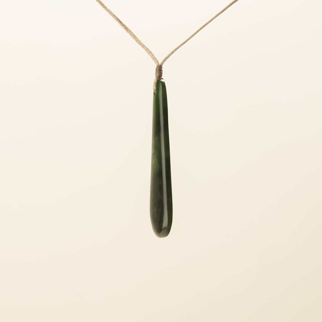 Roimata Pounamu Medium Pendant Tan Binding