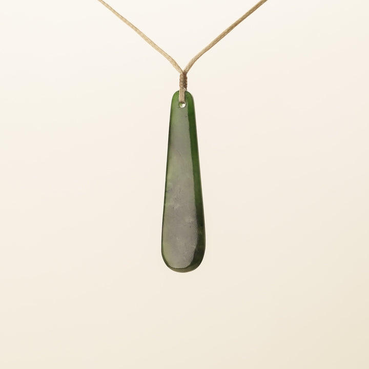 Roimata Pounamu Medium Pendant Tan Binding