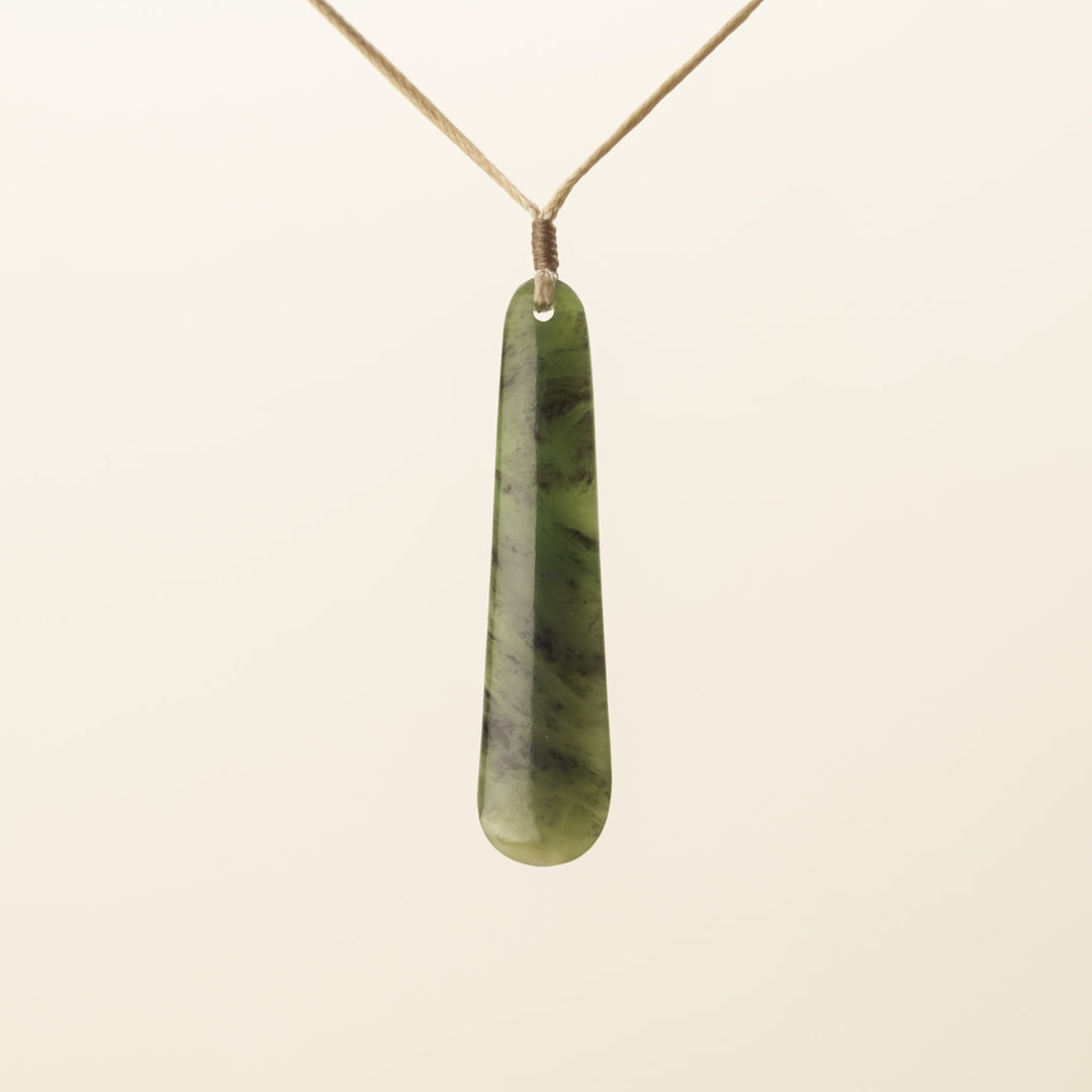 Roimata Pounamu Medium Pendant Tan Binding