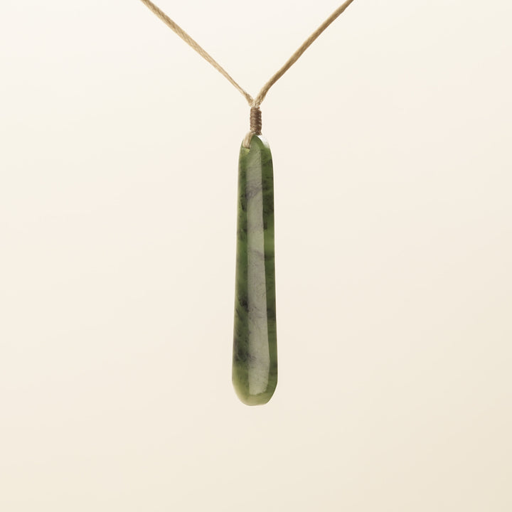 Roimata Pounamu Medium Pendant Tan Binding