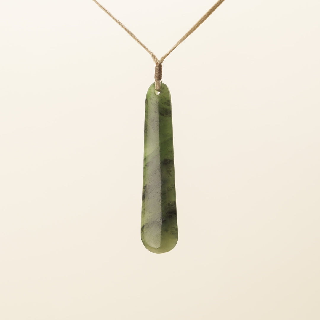 Roimata Pounamu Medium Pendant Tan Binding