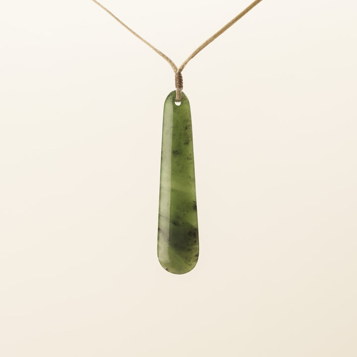Roimata Pounamu Medium Pendant Tan Binding