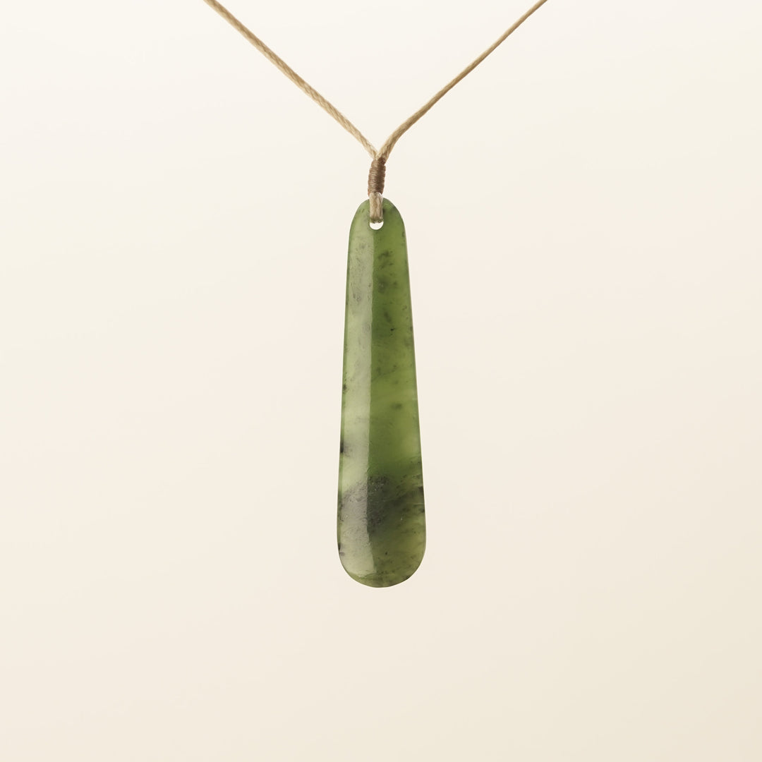 Roimata Pounamu Medium Pendant Tan Binding