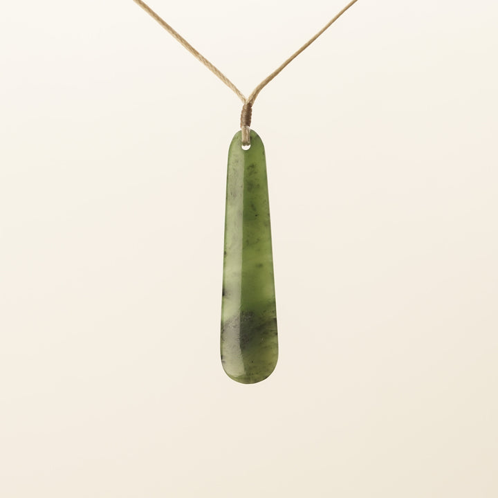 Roimata Pounamu Medium Pendant Tan Binding