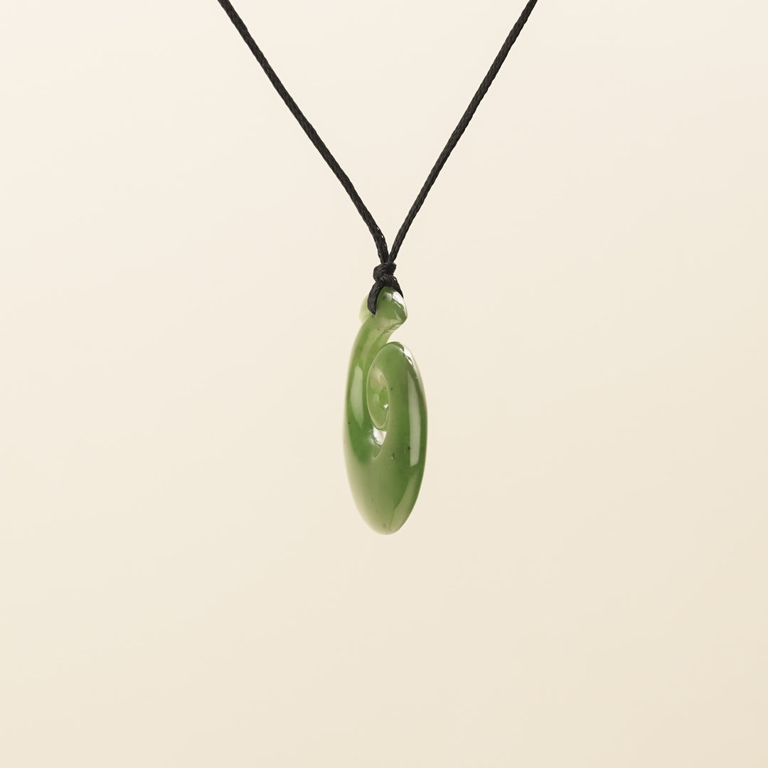 Hei Matau Koru Small Greenstone Pendant