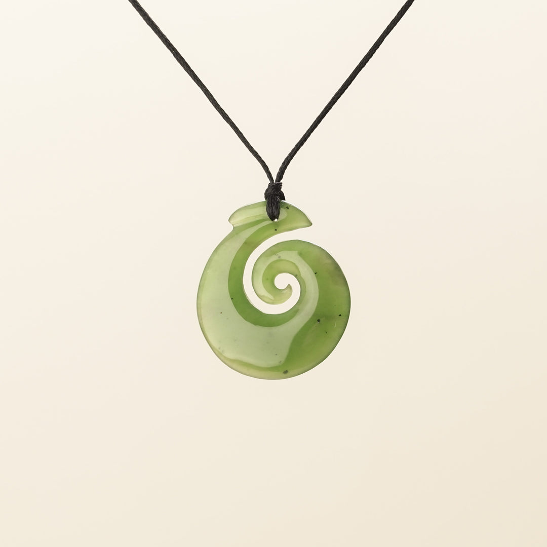 Hei Matau Koru Small Greenstone Pendant