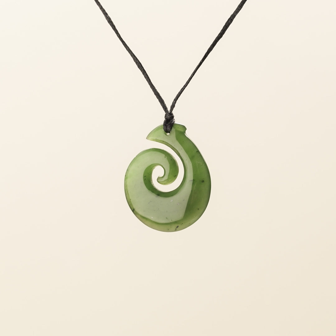 Hei Matau Koru Small Greenstone Pendant