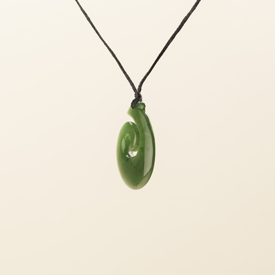 Hei Matau Koru Small Greenstone Pendant