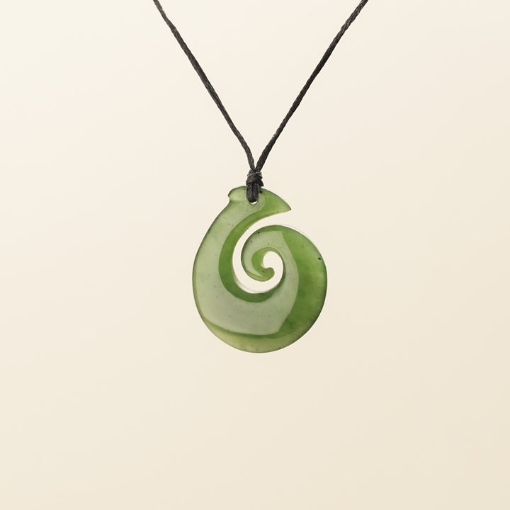 Hei Matau Koru Small Greenstone Pendant