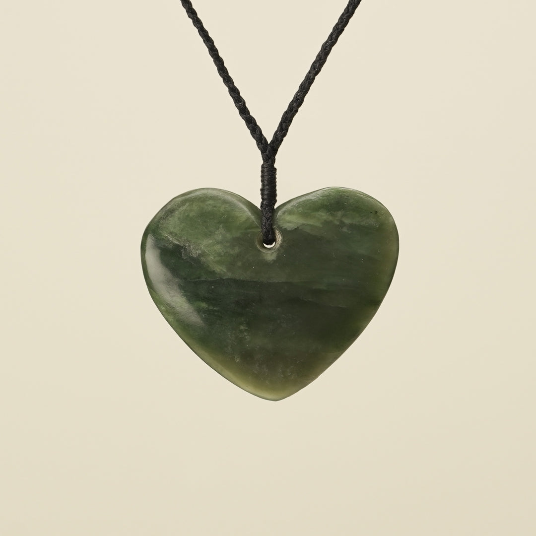 Manawa Heart Kawakawa Pounamu Medium Large Pendant