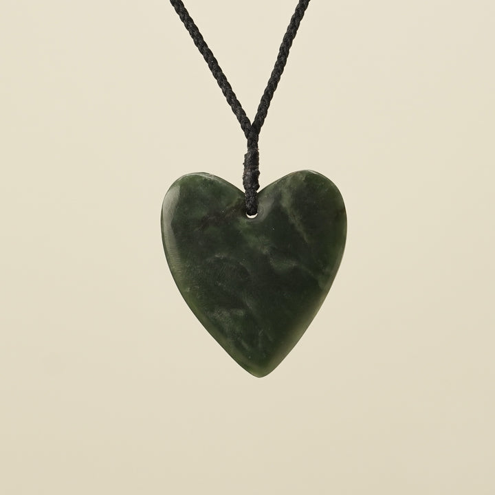 Manawa Heart Kawakawa Pounamu Medium Large Pendant