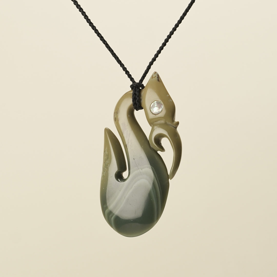 Manaia Banded Inanga Pounamu XL Pendant