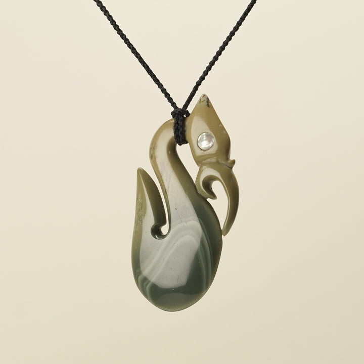 Manaia Banded Inanga Pounamu XL Pendant