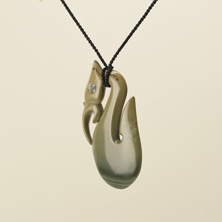 Manaia Banded Inanga Pounamu XL Pendant