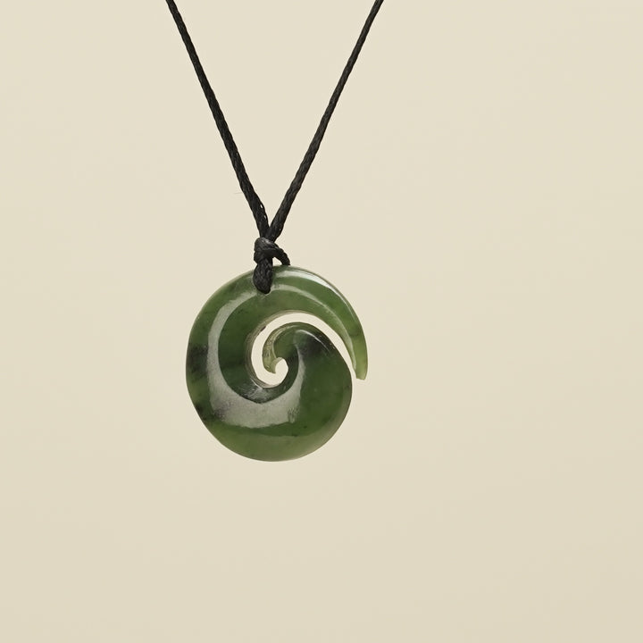 Koru Kawakawa Greenstone Small Pendant