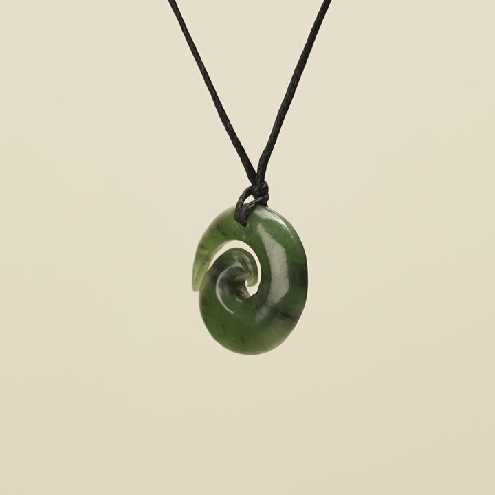 Koru Kawakawa Greenstone Small Pendant