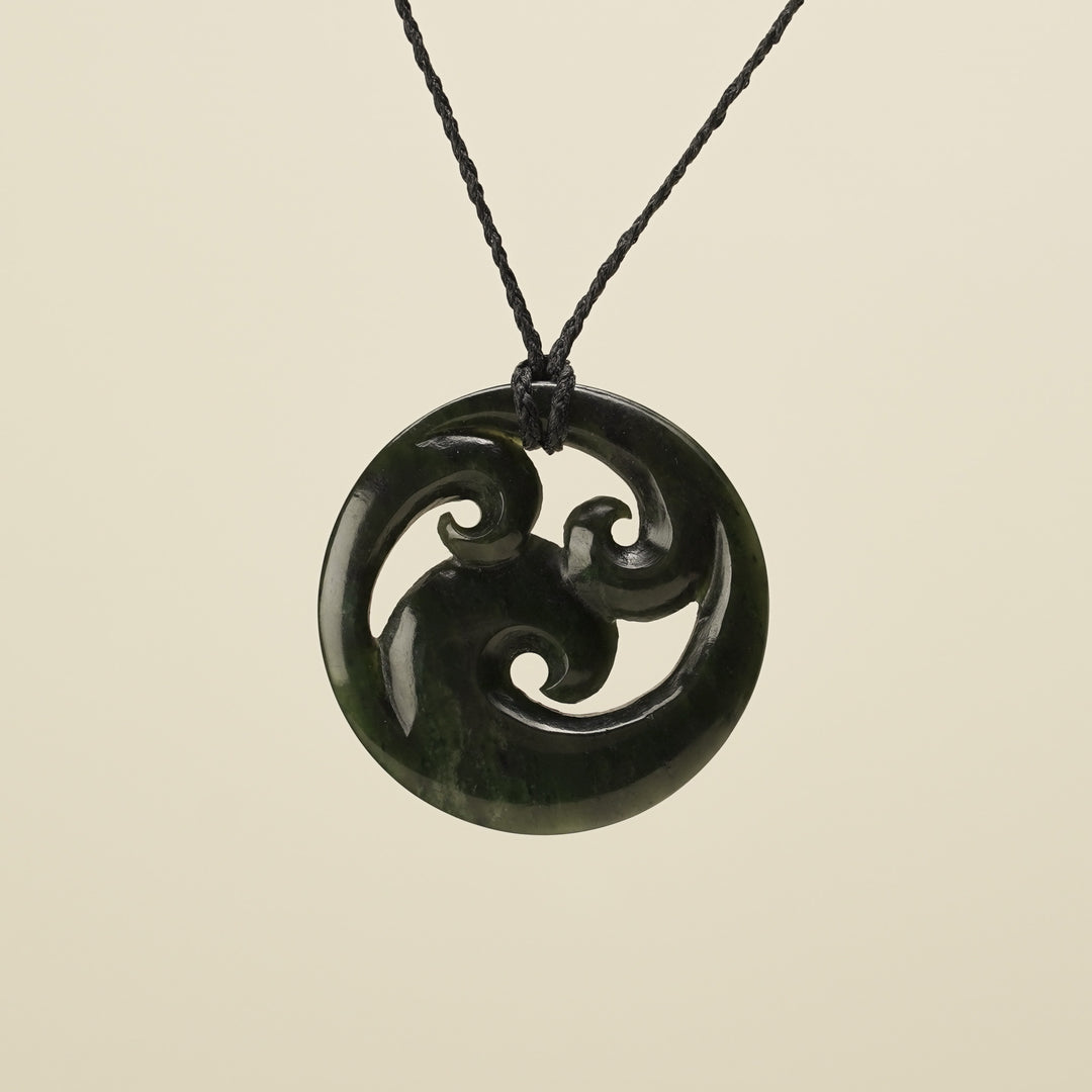 Triple Koru Kawakawa Large Pounamu Pendant