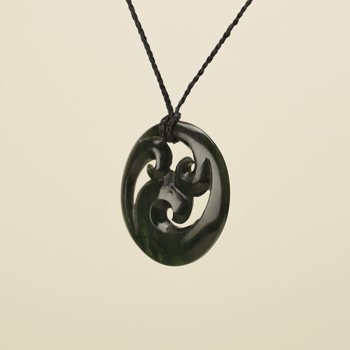 Triple Koru Kawakawa Large Pounamu Pendant