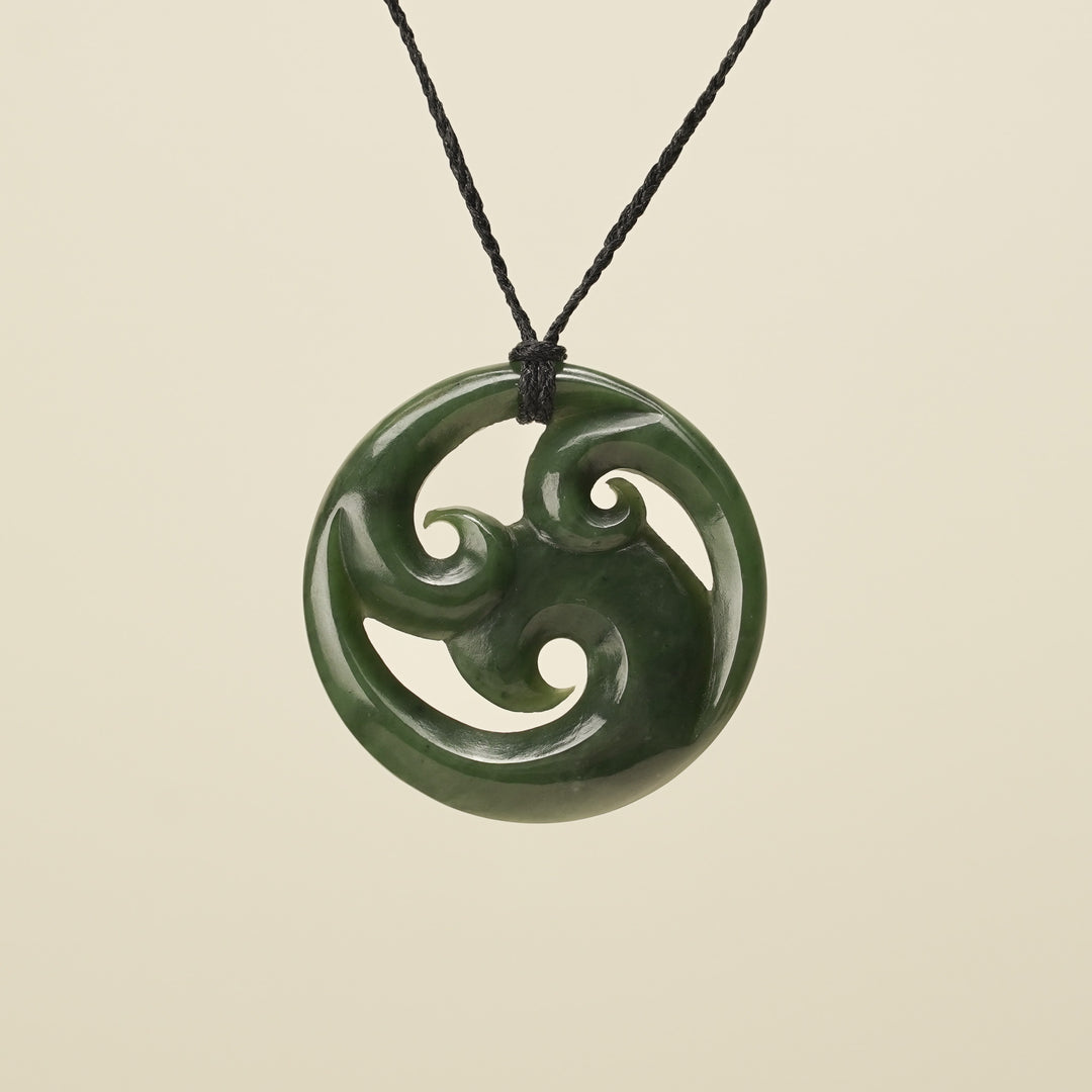 Triple Koru Kawakawa Large Pounamu Pendant