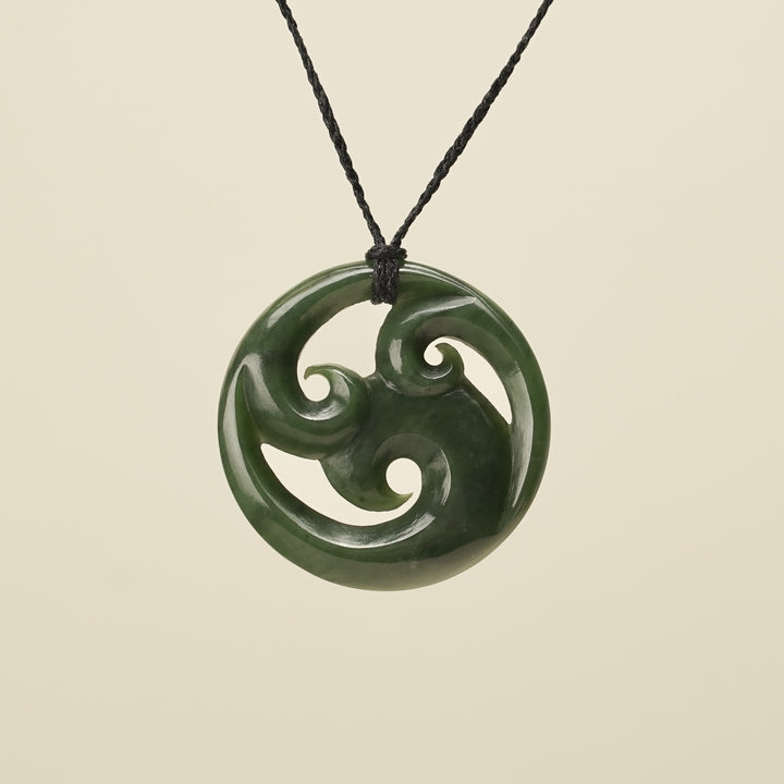 Triple Koru Kawakawa Large Pounamu Pendant