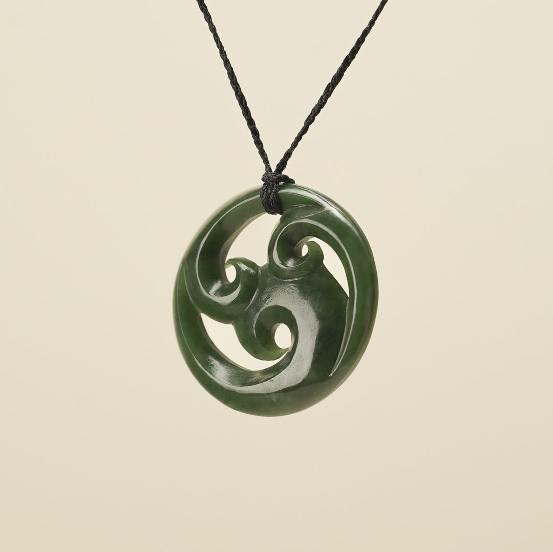 Triple Koru Kawakawa Large Pounamu Pendant