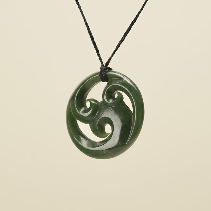 Triple Koru Kawakawa Large Pounamu Pendant