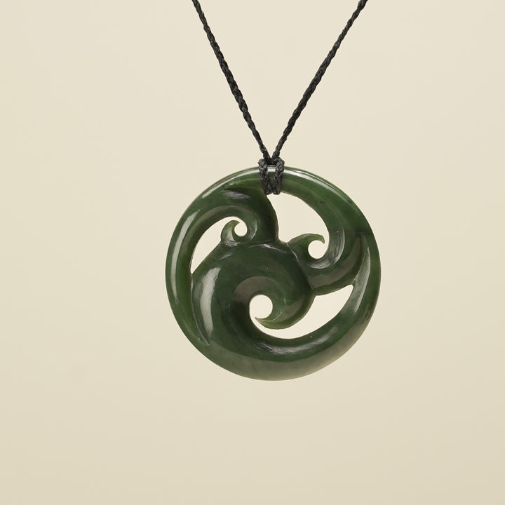 Triple Koru Kawakawa Large Pounamu Pendant