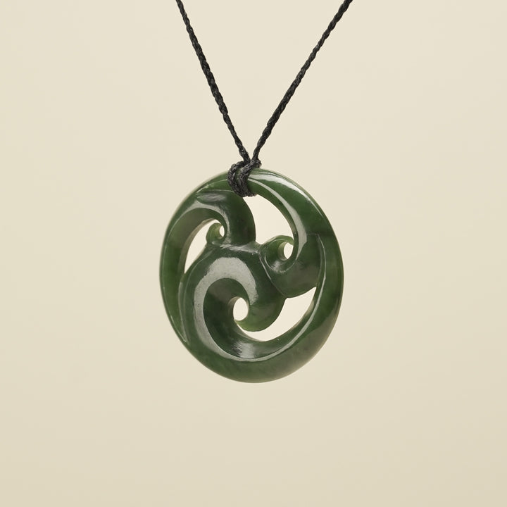 Triple Koru Kawakawa Large Pounamu Pendant