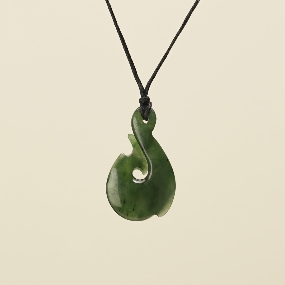 Hei Matau Whale's Tail Greenstone Small Pendant