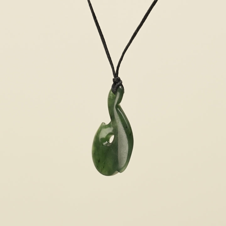 Hei Matau Whale's Tail Greenstone Small Pendant