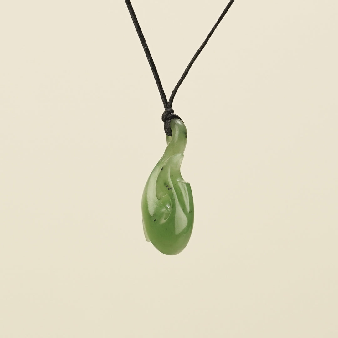 Hei Matau Whale's Tail Greenstone Small Pendant