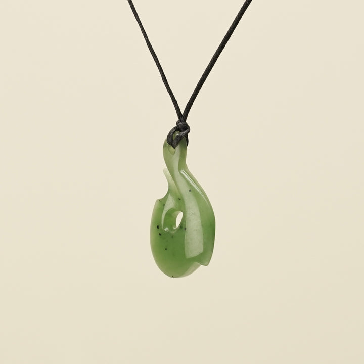 Hei Matau Whale's Tail Greenstone Small Pendant