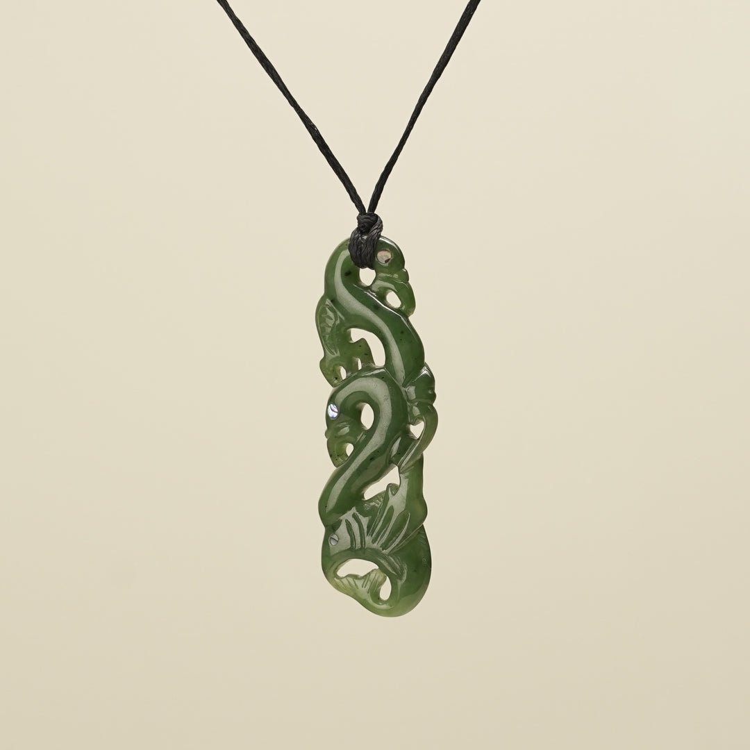Manaia Greenstone Large Pendant Kawakawa