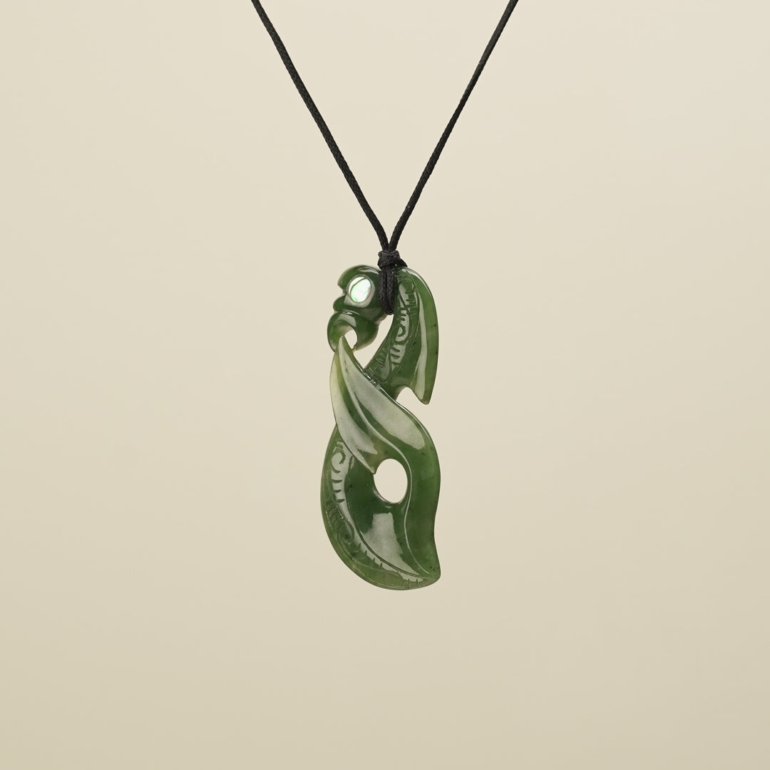 Manaia Whale Tail Greenstone Large Pendant Kawakawa