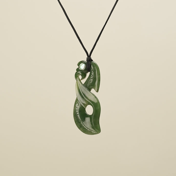 Manaia Whale Tail Greenstone Large Pendant Kawakawa