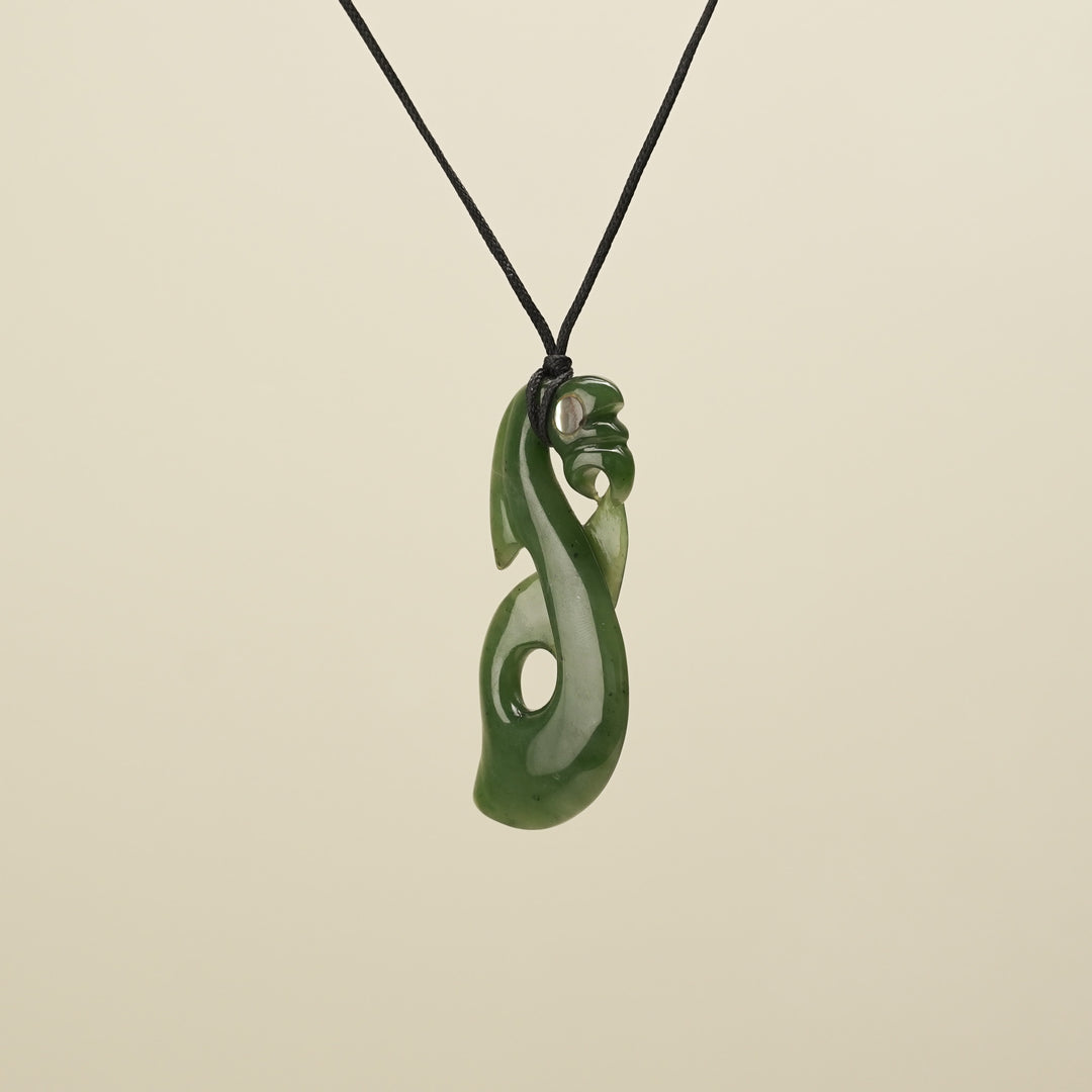 Manaia Whale Tail Greenstone Large Pendant Kawakawa